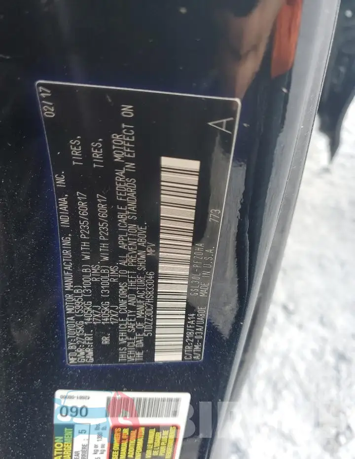5TDZZ3DC7HS833046 Photo# 13