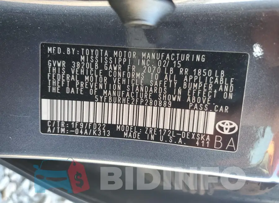 5YFBURHE2FP280889 Photo# 12