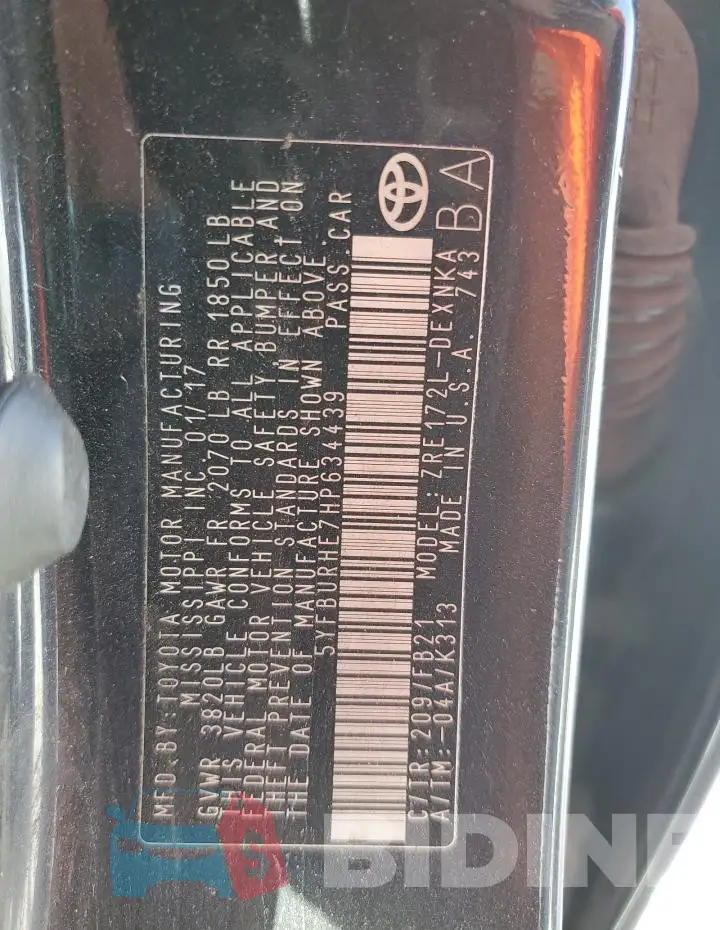 5YFBURHE7HP634439 Photo# 13
