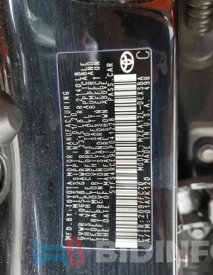 5YFS4RCE9LP041228 Photo# 12