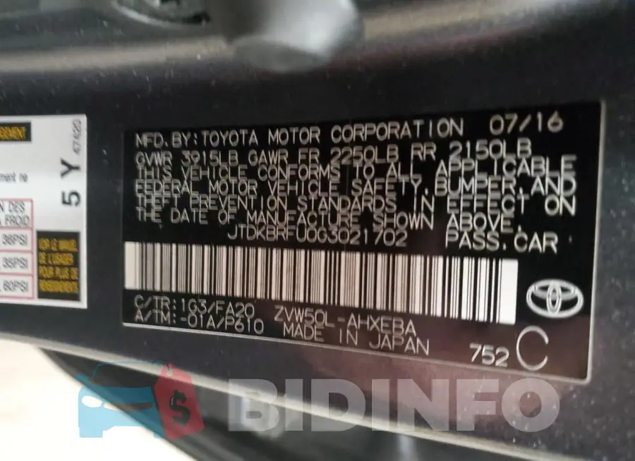 JTDKBRFU0G3021702 Photo# 12