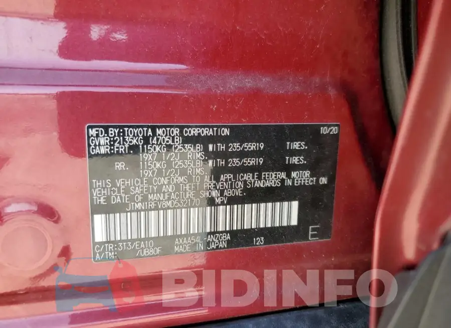 JTMN1RFV8MD532170 Photo# 13