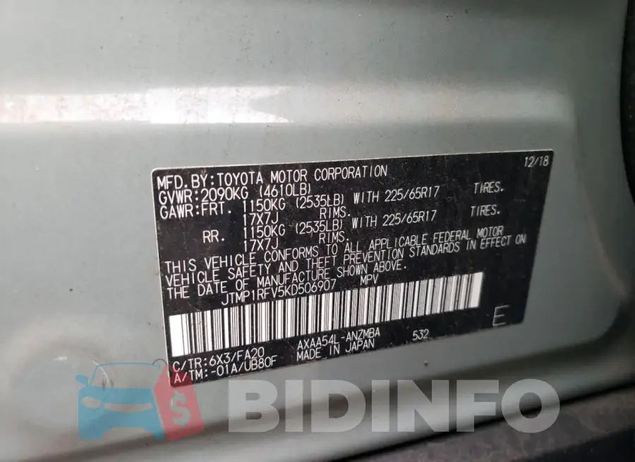 JTMP1RFV5KD506907 Photo# 13