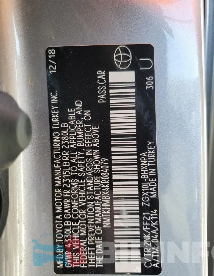 NMTKHMBX4KR084079 Photo# 12