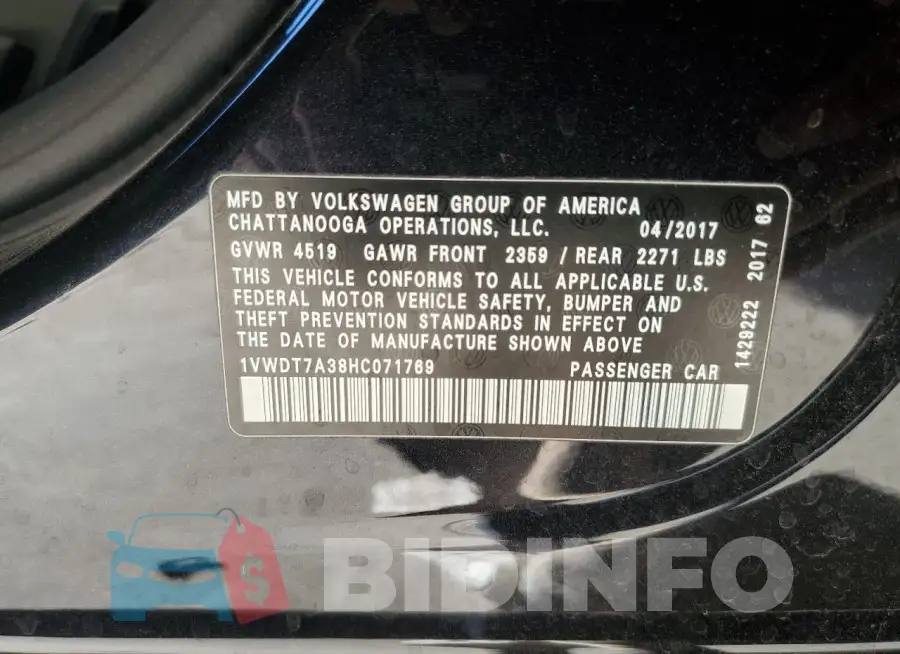 1VWDT7A38HC071769 Photo# 12