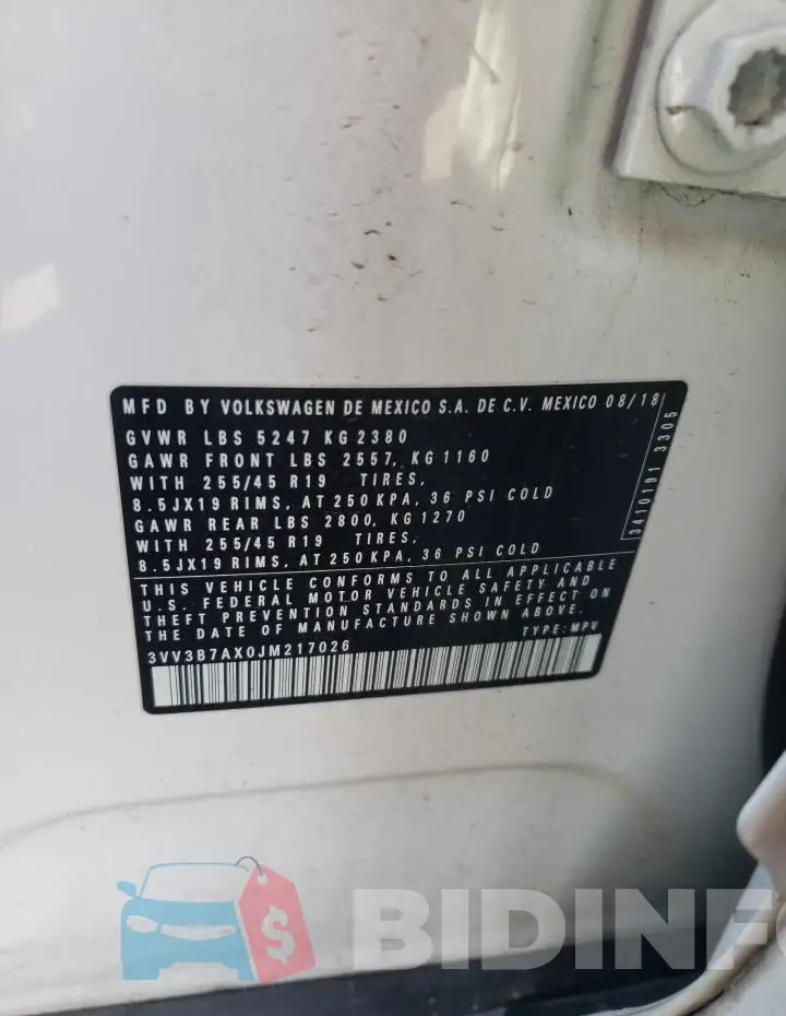 3VV3B7AX0JM217026 Photo# 12