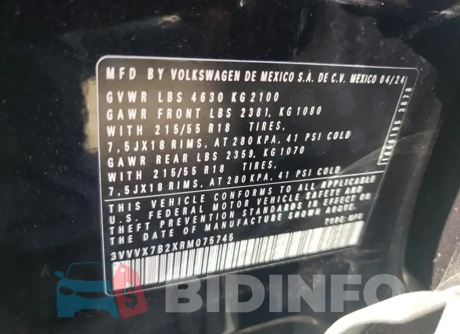 3VVVX7B2XRM075745 Photo# 12