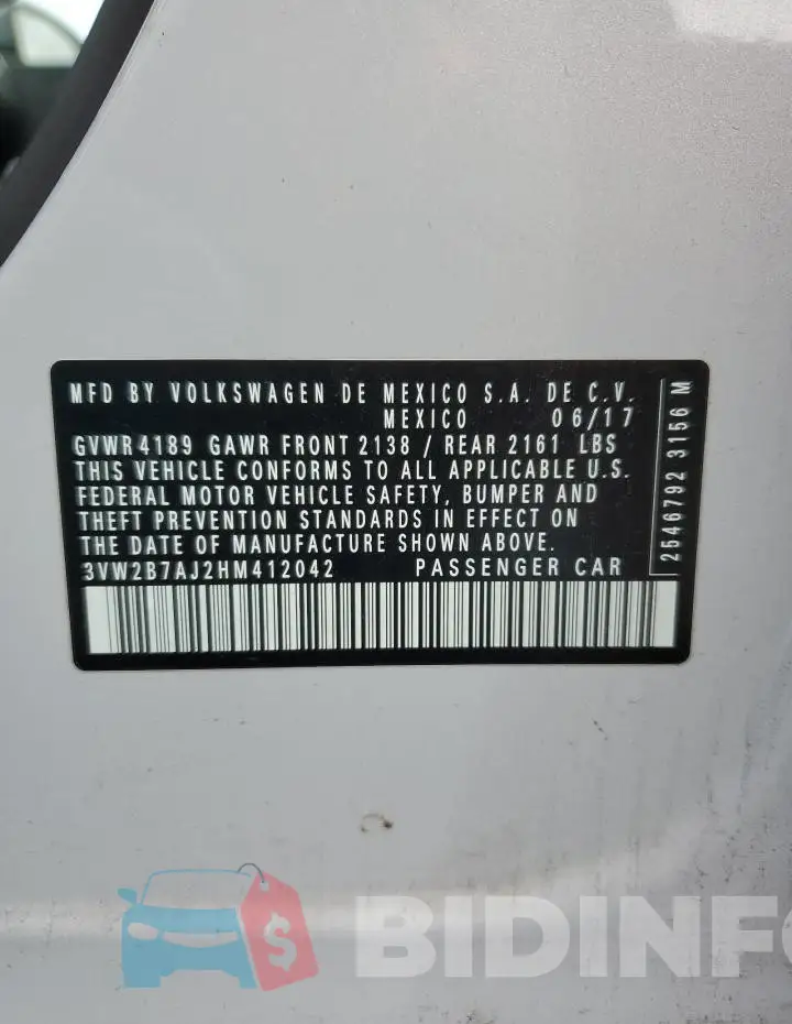3VW2B7AJ2HM412042 Photo# 12