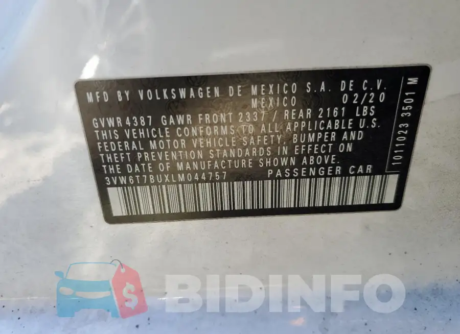 3VW6T7BUXLM044757 Photo# 12