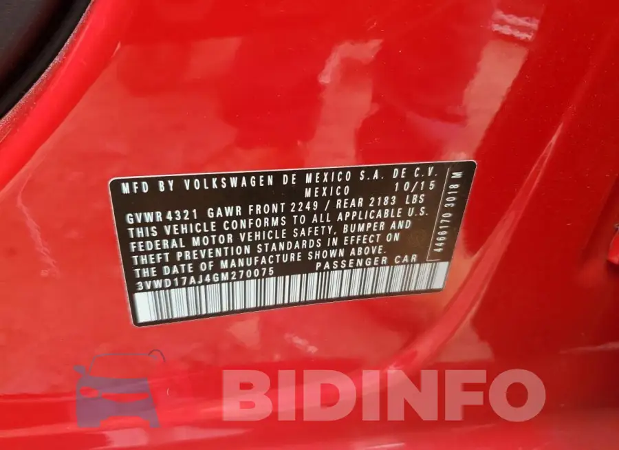 3VWD17AJ4GM270075 Photo# 12