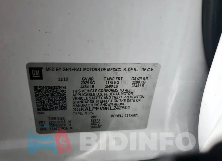 3GKALPEV9KL242501 Photo# 14