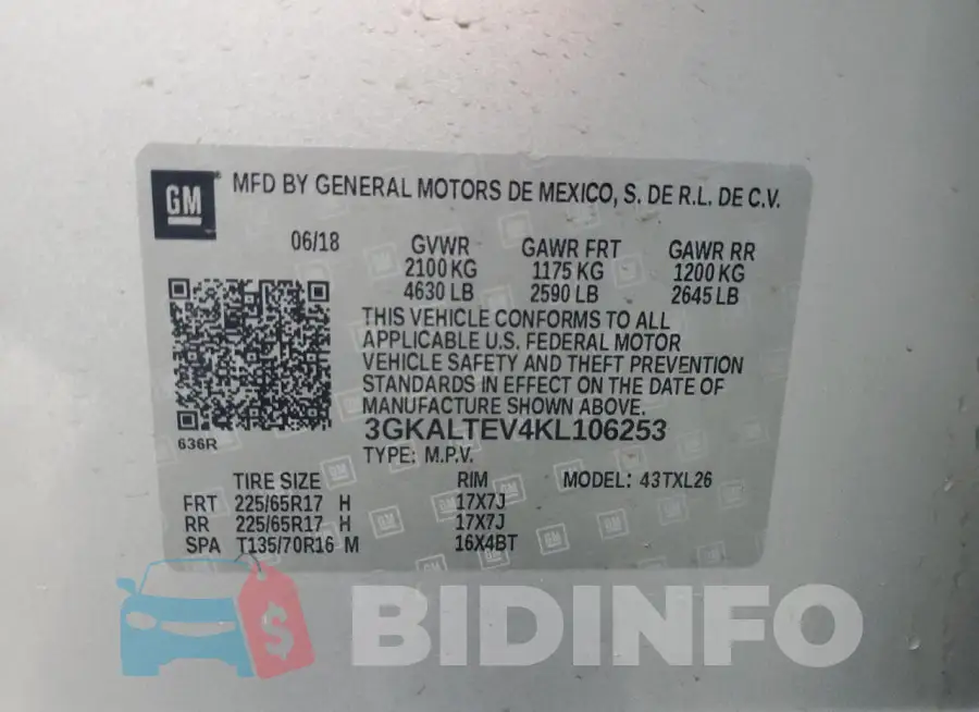 3GKALTEV4KL106253 Photo# 13