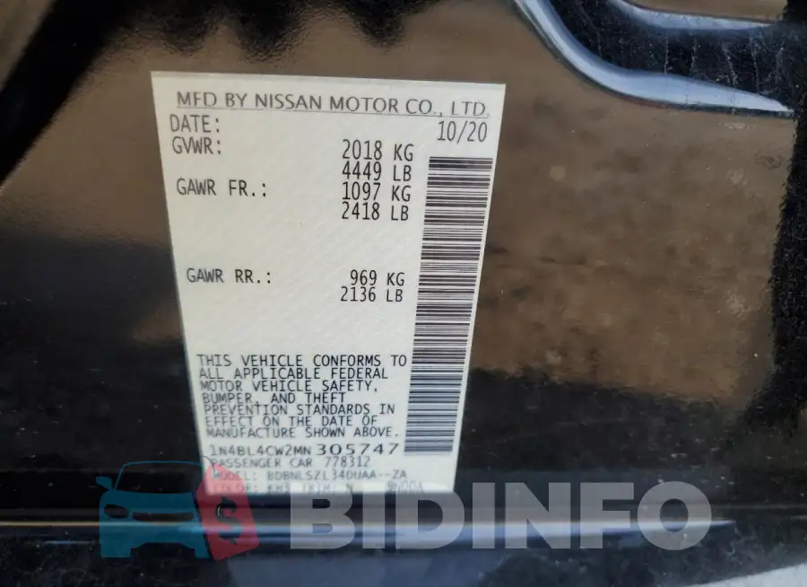 1N4BL4CW2MN305747 Photo# 12