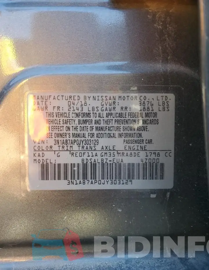 3N1AB7AP0JY303129 Photo# 12