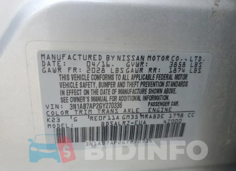 3N1AB7AP2GY270336 Photo# 13