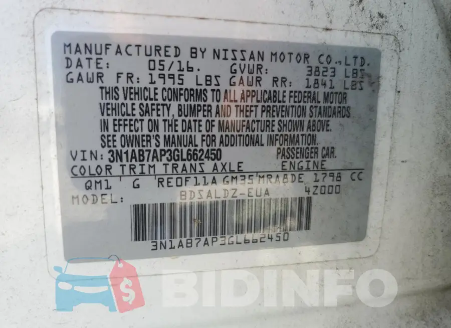 3N1AB7AP3GL662450 Photo# 13