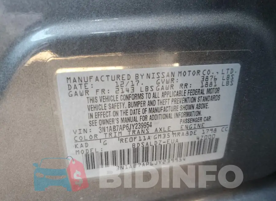 3N1AB7AP6JY239954 Photo# 12