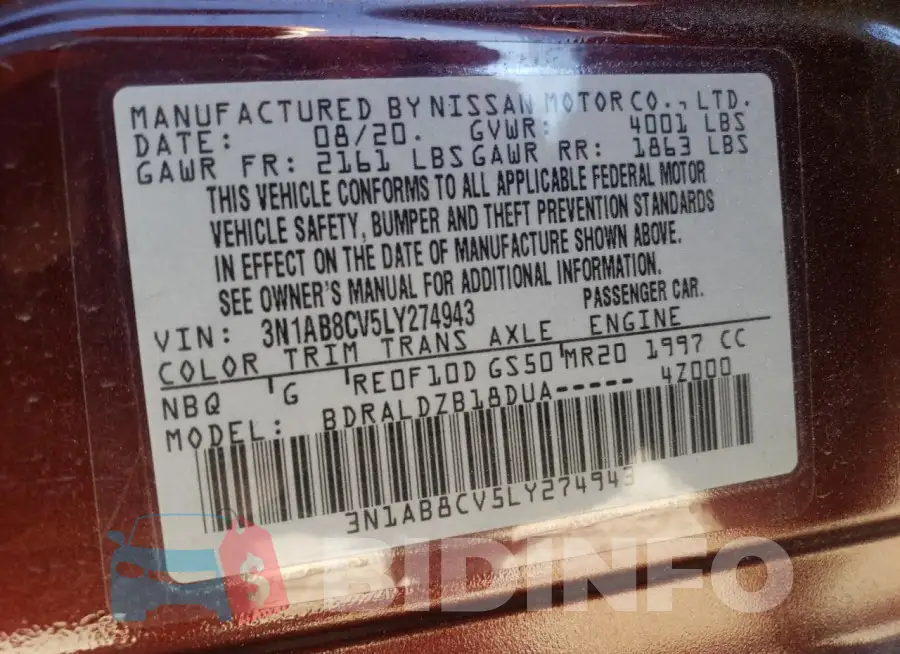 3N1AB8CV5LY274943 Photo# 13