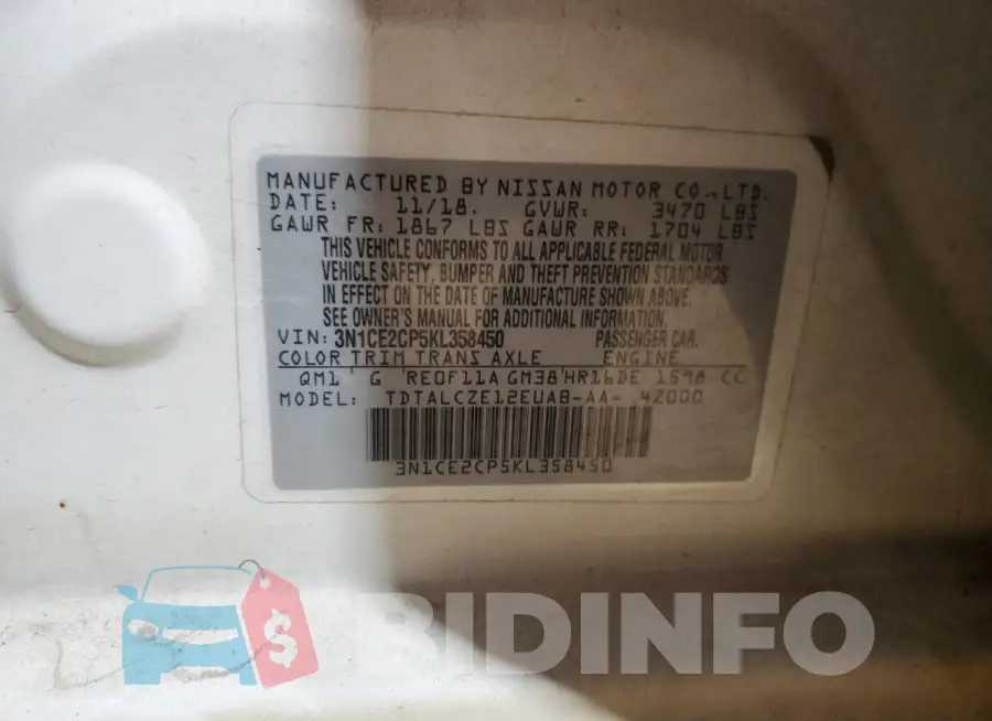 3N1CE2CP5KL358450 Photo# 12