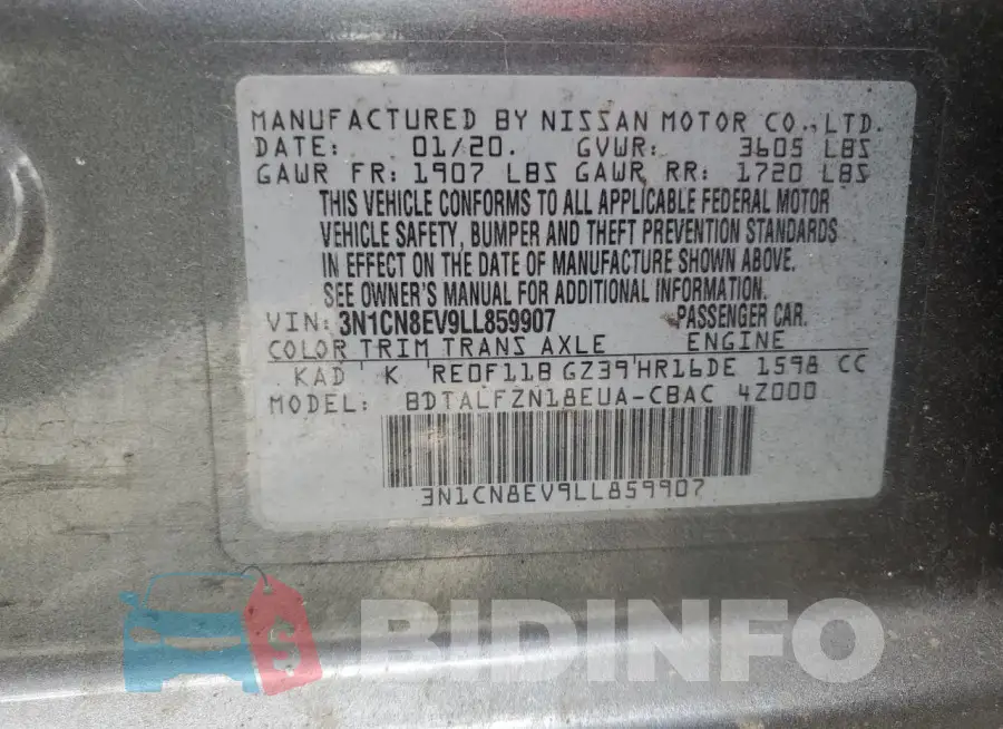 3N1CN8EV9LL859907 Photo# 12