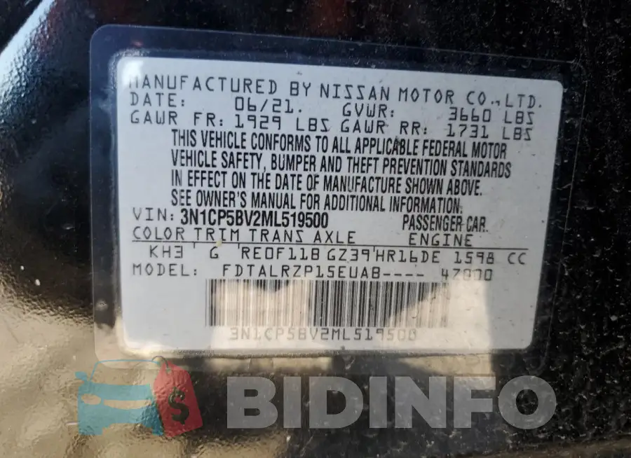 3N1CP5BV2ML519500 Photo# 14