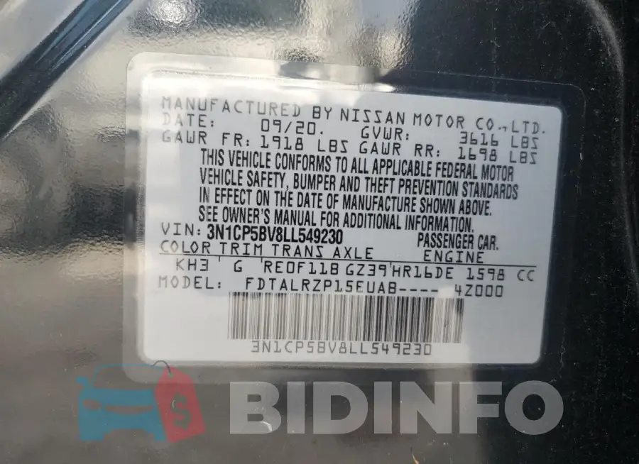 3N1CP5BV8LL549230 Photo# 13