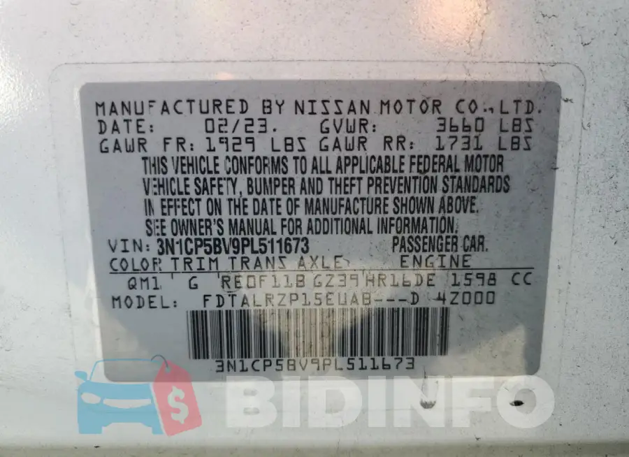 3N1CP5BV9PL511673 Photo# 13