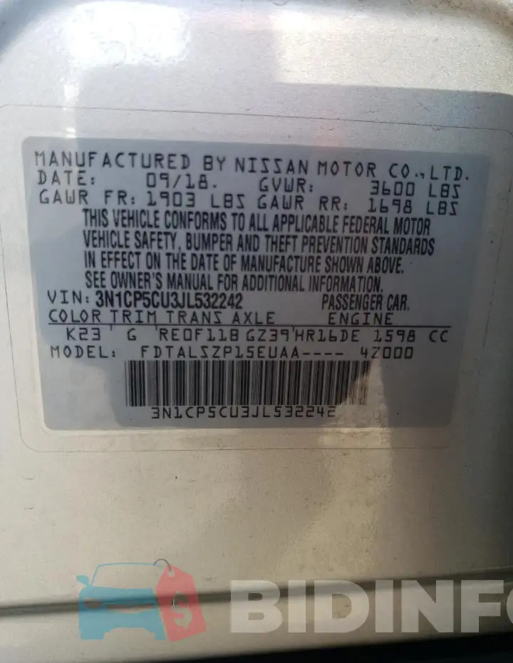 3N1CP5CU3JL532242 Photo# 12