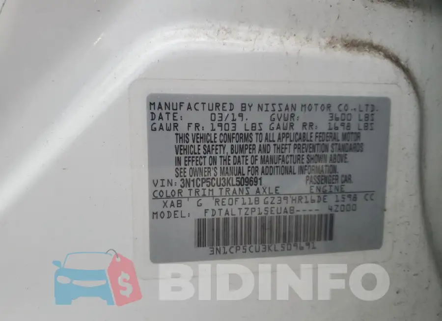 3N1CP5CU3KL509691 Photo# 13