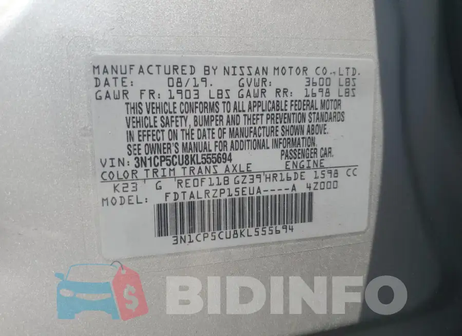 3N1CP5CU8KL555694 Photo# 13