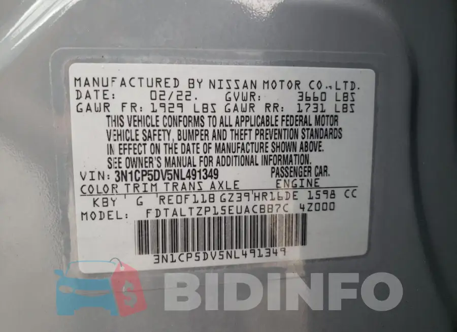 3N1CP5DV5NL491349 Photo# 14