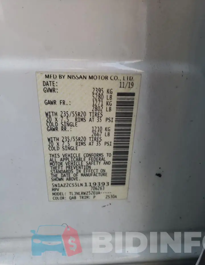 5N1AZ2CS5LN119393 Photo# 13