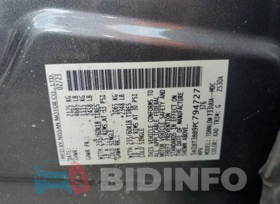 5N1BT3BB9PC794727 Photo# 13