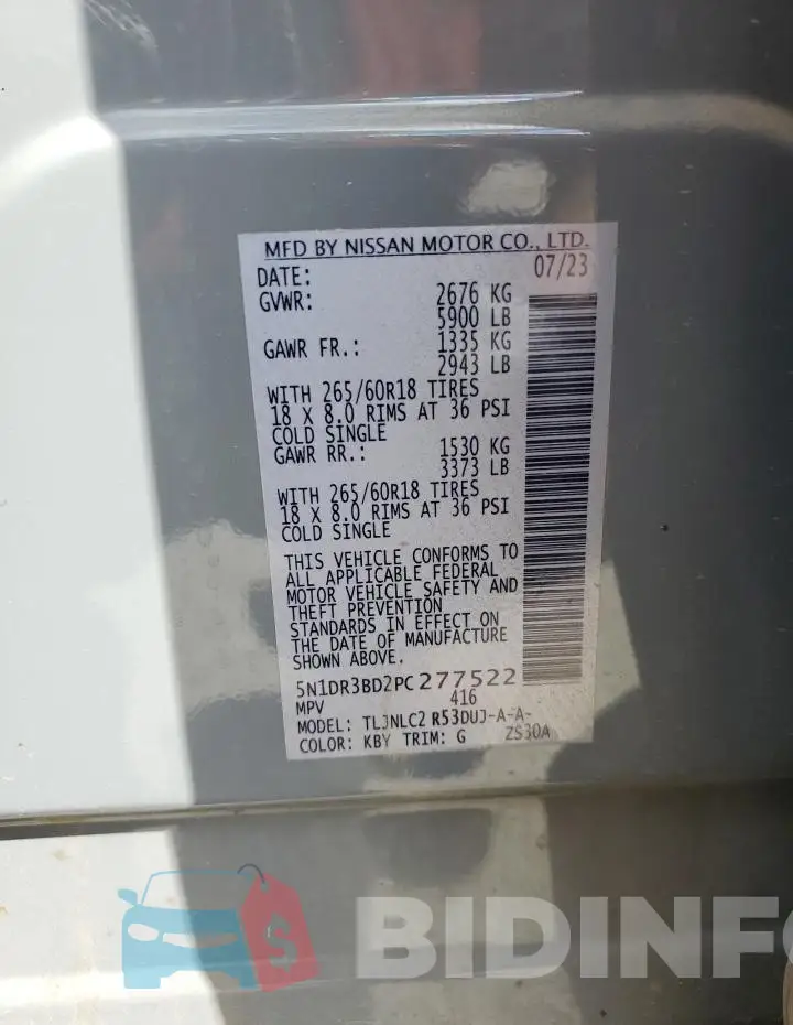 5N1DR3BD2PC277522 Photo# 13