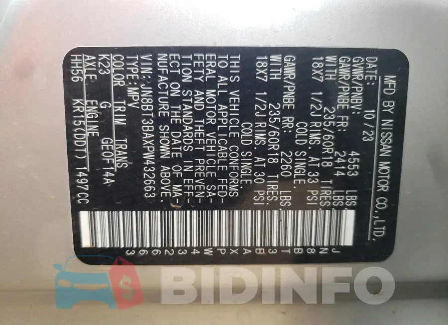JN8BT3BAXPW432663 Photo# 14