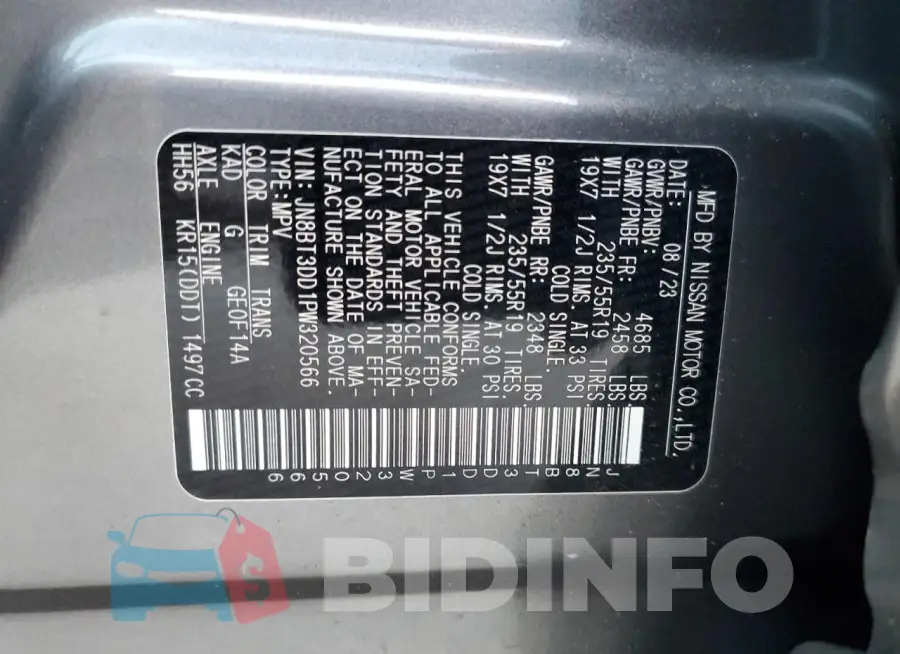 JN8BT3DD1PW320566 Photo# 14