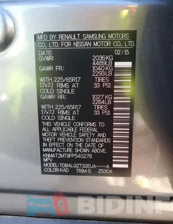 KNMAT2MT9FP540278 Photo# 13