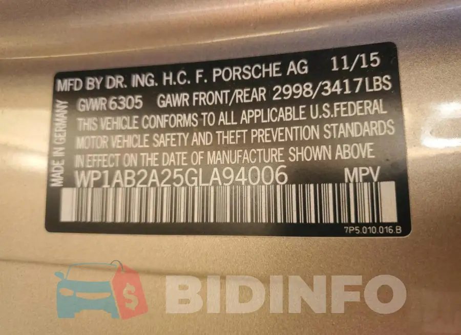 WP1AB2A25GLA94006 Photo# 13