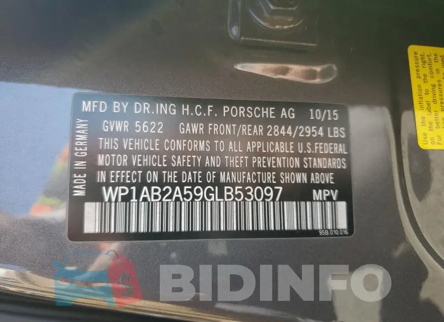 WP1AB2A59GLB53097 Photo# 13