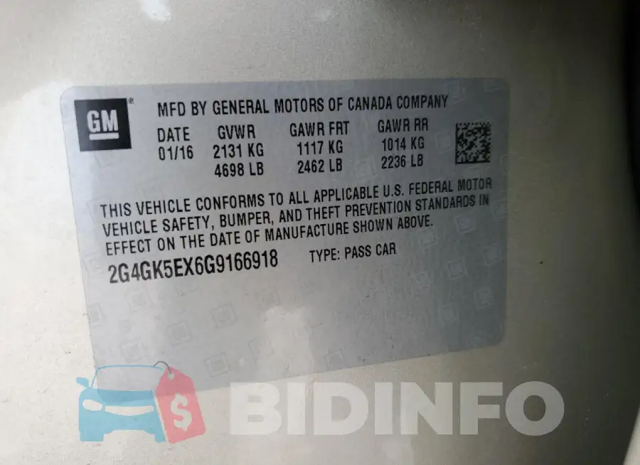 2G4GK5EX6G9166918 Photo# 12