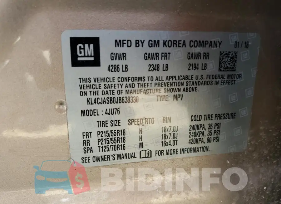 KL4CJASB0JB638330 Photo# 13