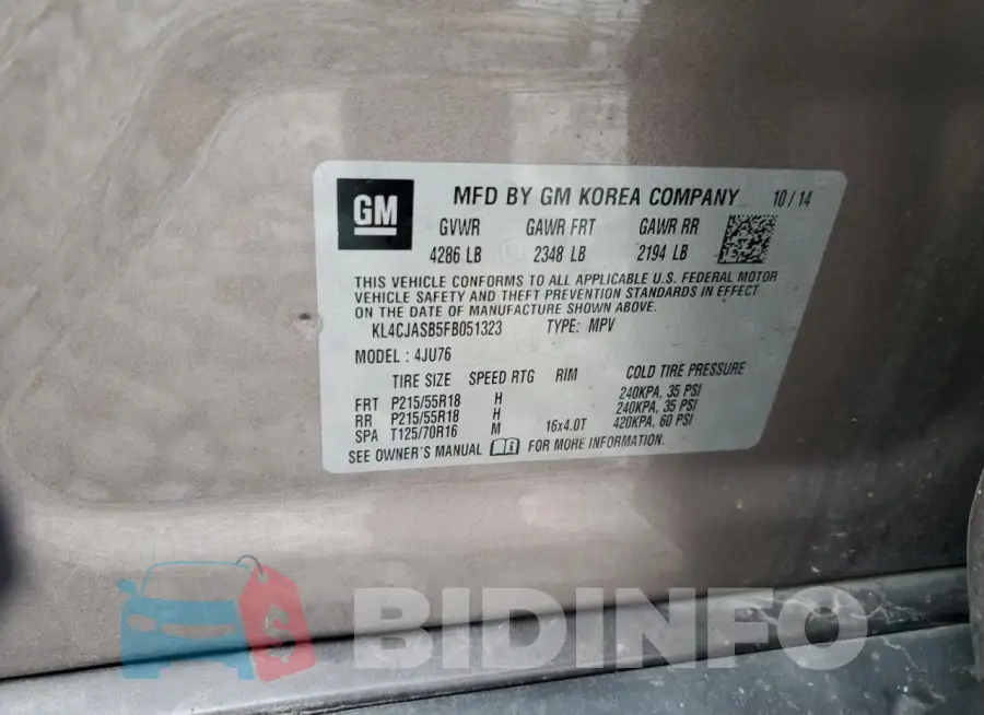 KL4CJASB5FB051323 Photo# 14