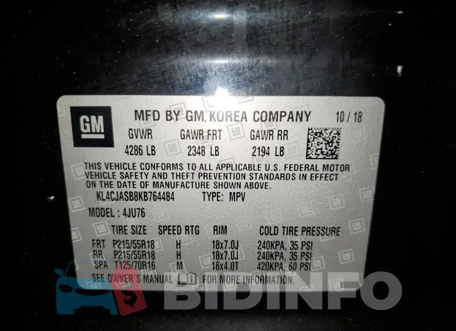 KL4CJASB8KB764484 Photo# 13