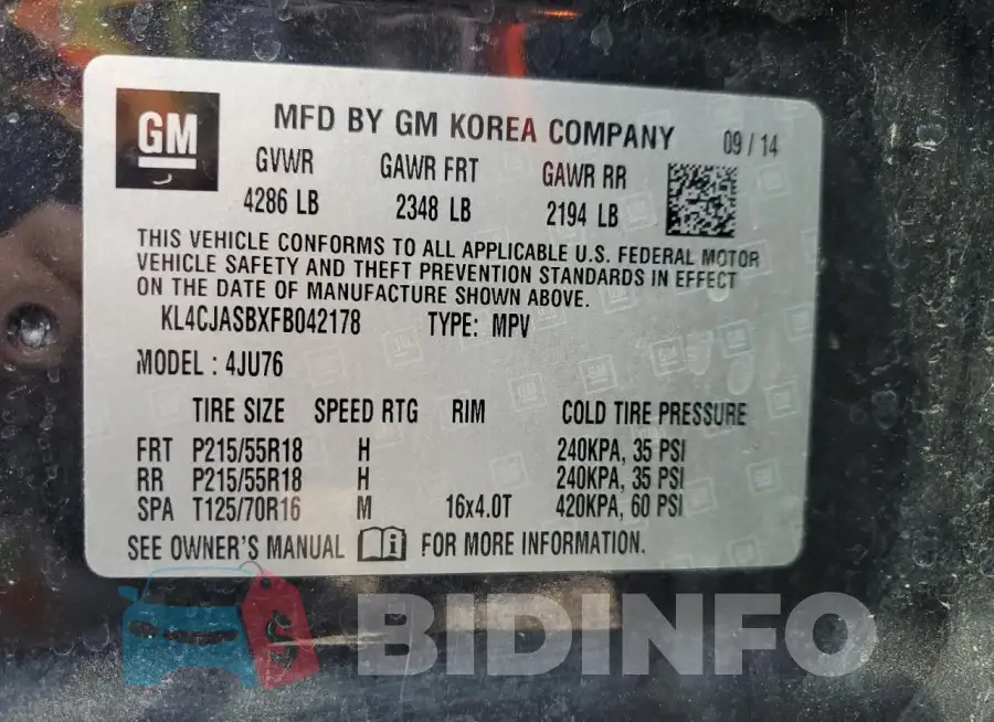 KL4CJASBXFB042178 Photo# 12