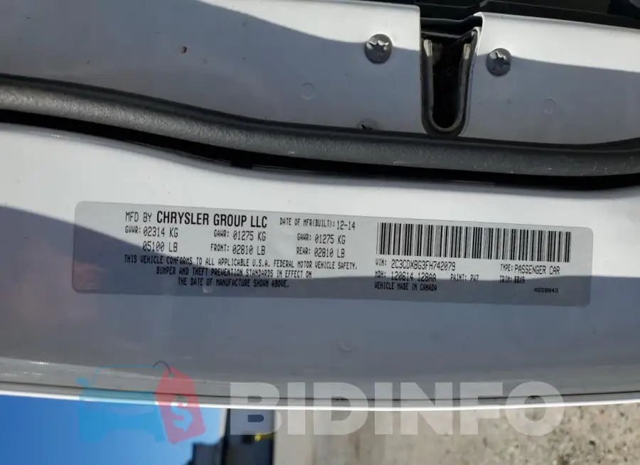 2C3CDXBG3FH742079 Photo# 12