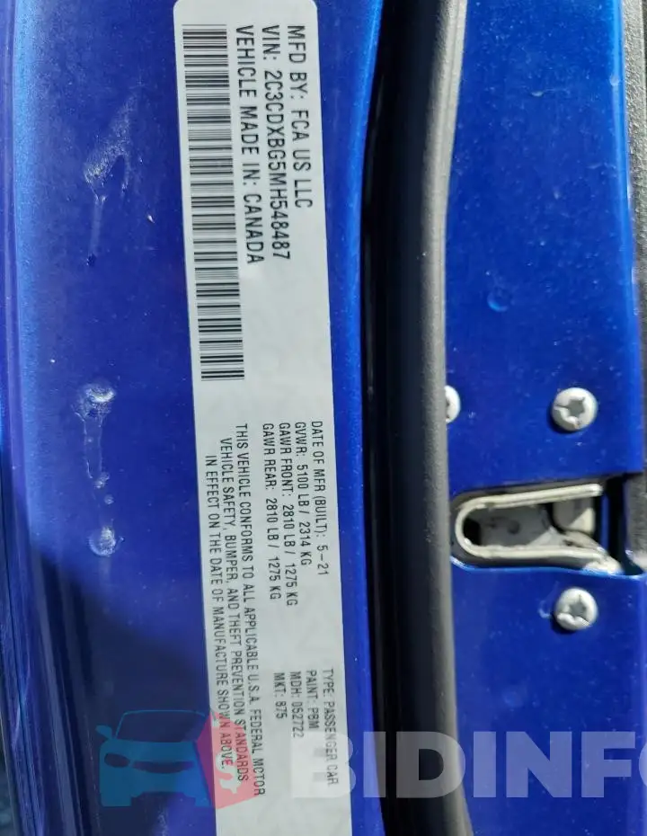 2C3CDXBG5MH548487 Photo# 12