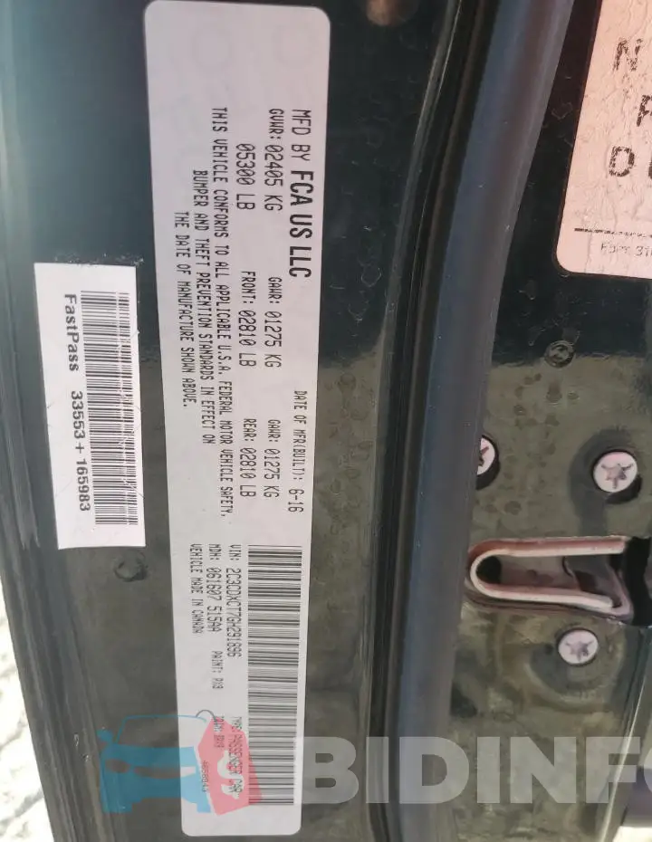 2C3CDXCT7GH291896 Photo# 12