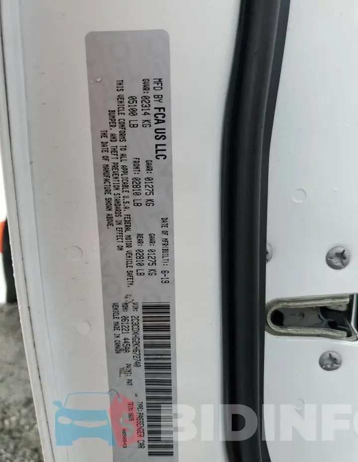 2C3CDXHG2KH672740 Photo# 13