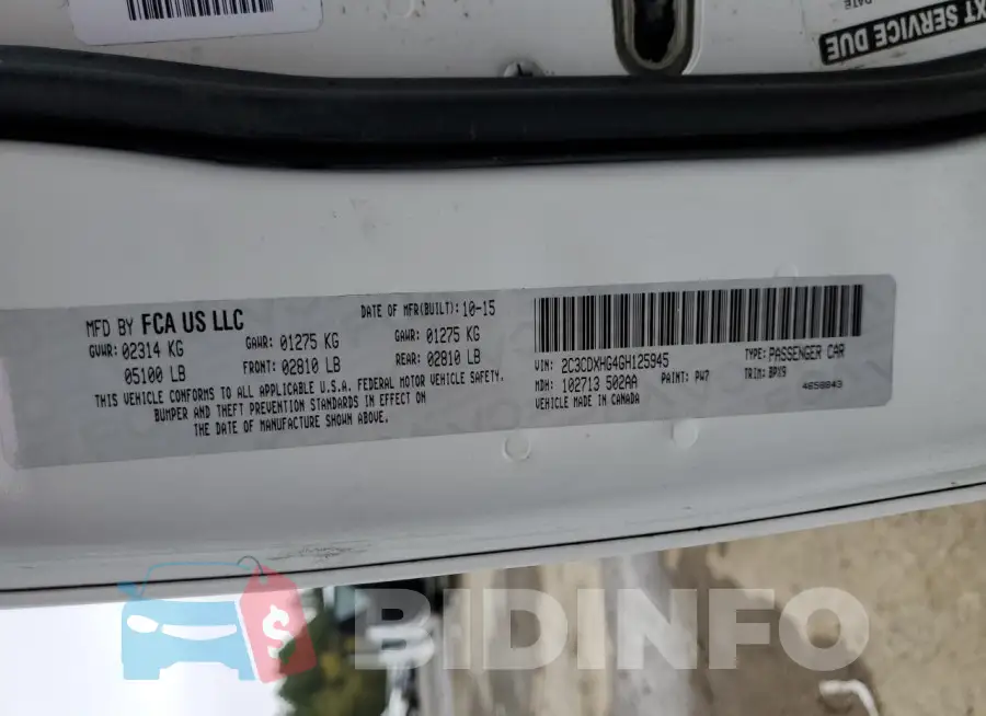 2C3CDXHG4GH125945 Photo# 12
