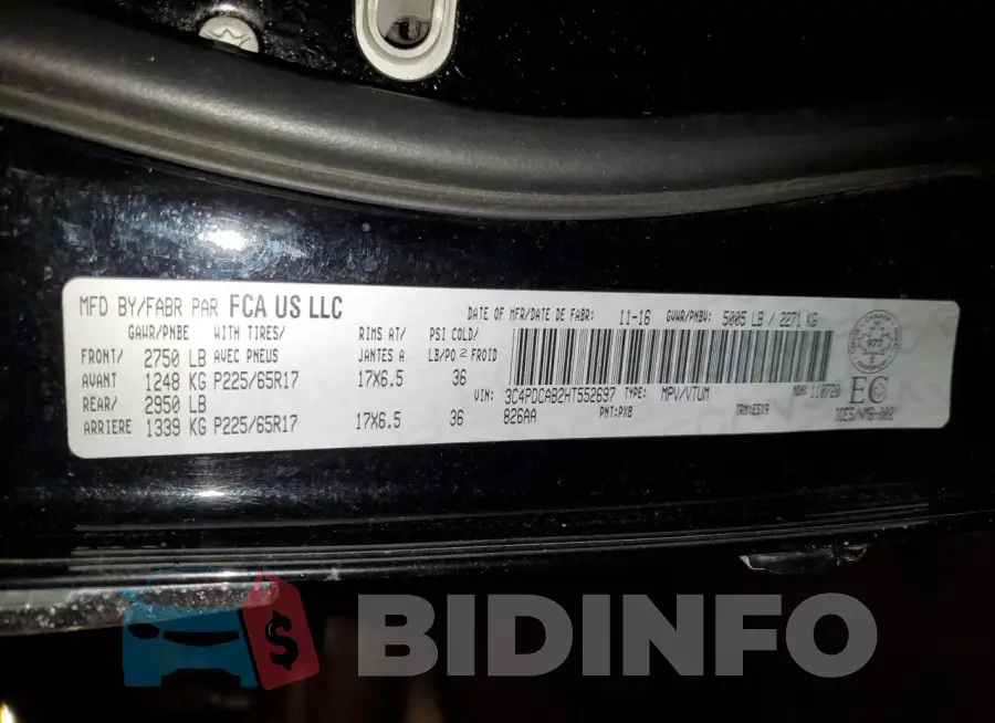 3C4PDCAB2HT552697 Photo# 13